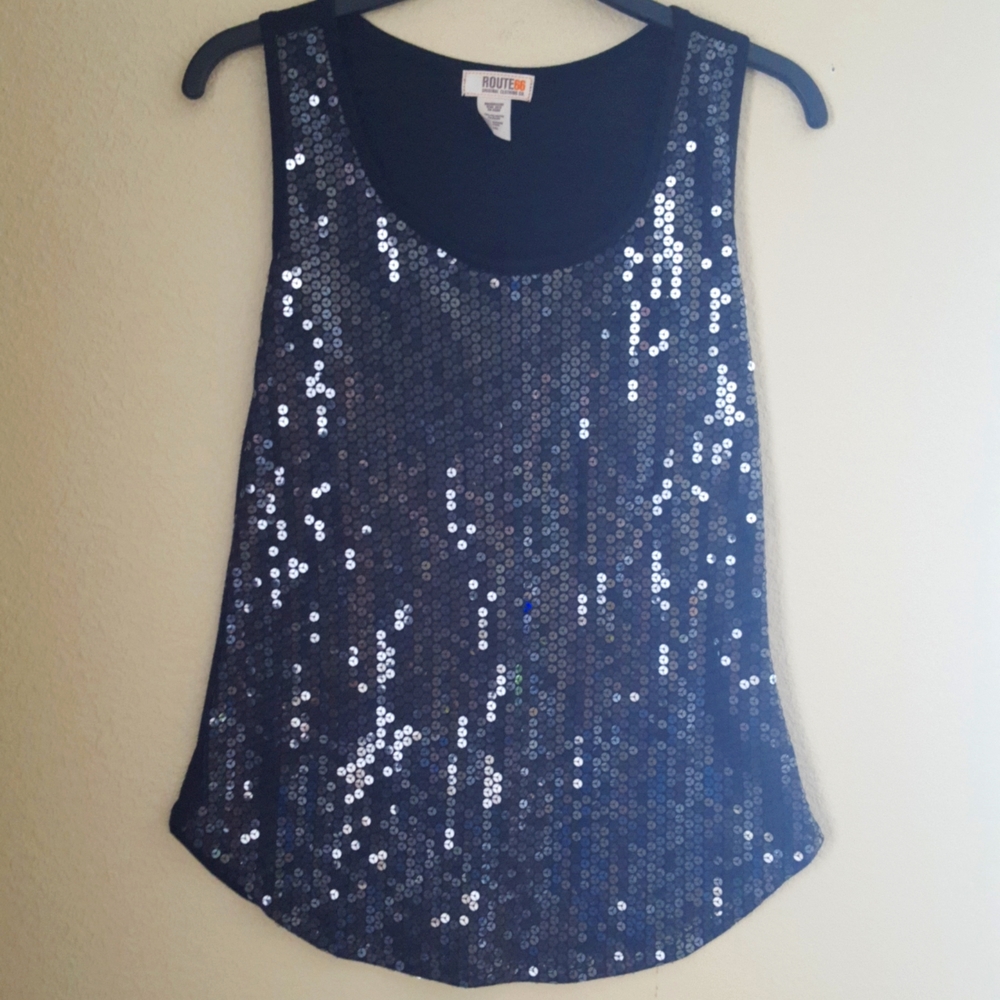 EUC Route 66 sequined tank top sz XS